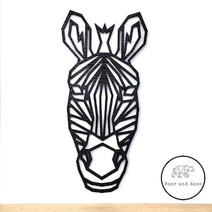 Geometric Zebra Head - Wooden Wall Art - Home Nursery - Animal Safari - Africa Wildlife