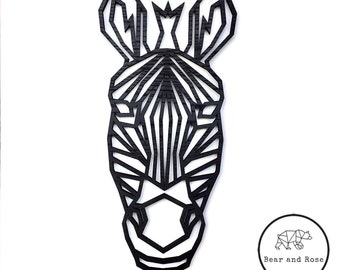 Geometric Zebra Head - Wooden Wall Art - Home Nursery - Animal Safari - Africa Wildlife