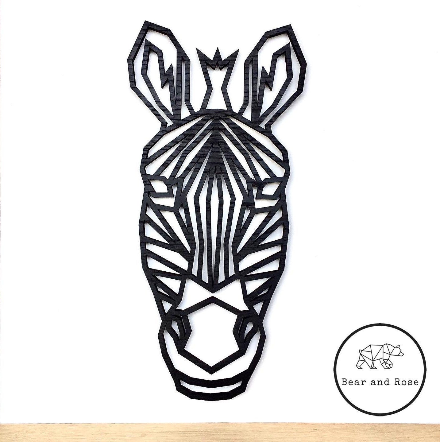 Geometric Zebra Head - Wooden Wall Art - Home Nursery - Animal Safari - Africa Wildlife