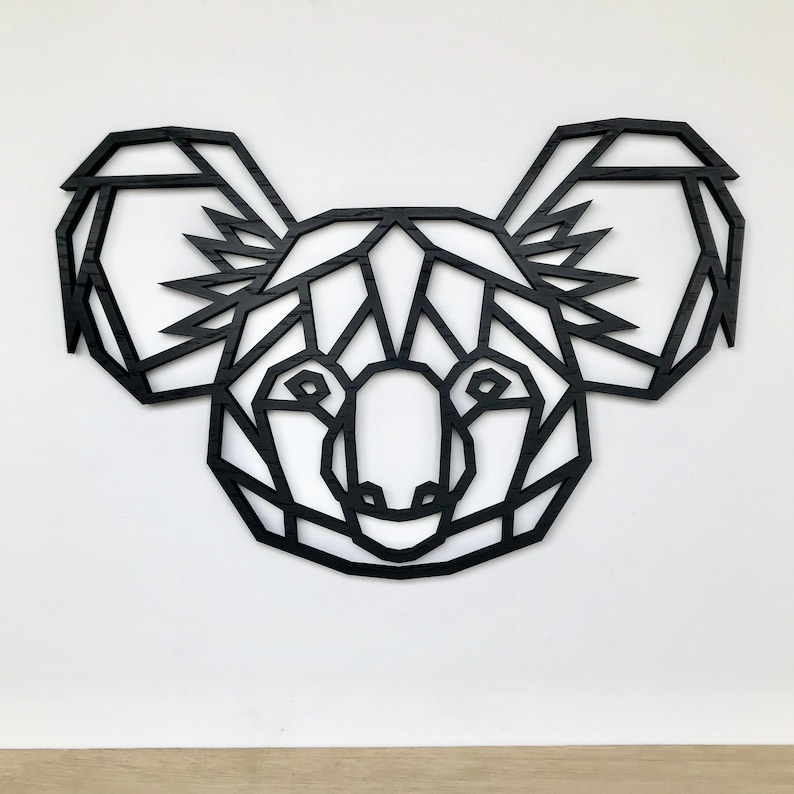Geometric Koala Head Wooden Wall Art Home Nursery Etsy