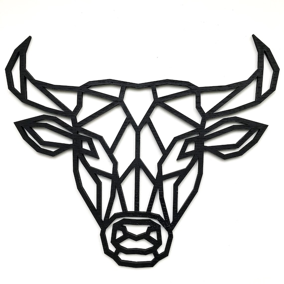 Dessin de taureau noir et blanc illustration vectorielle géométrique