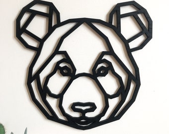 Geometric Panda Head - Wooden Wall Art - Home Nursery