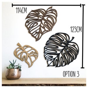 Monstera Leaves Set of 3 Wooden or Painted Wood Wall Art Home Kitchen image 7