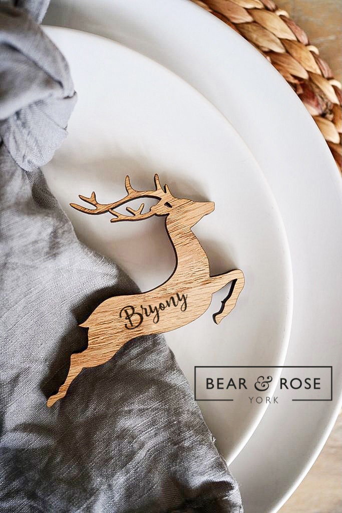 Christmas Personalised Reindeer Glass Decorations Stag Place Names