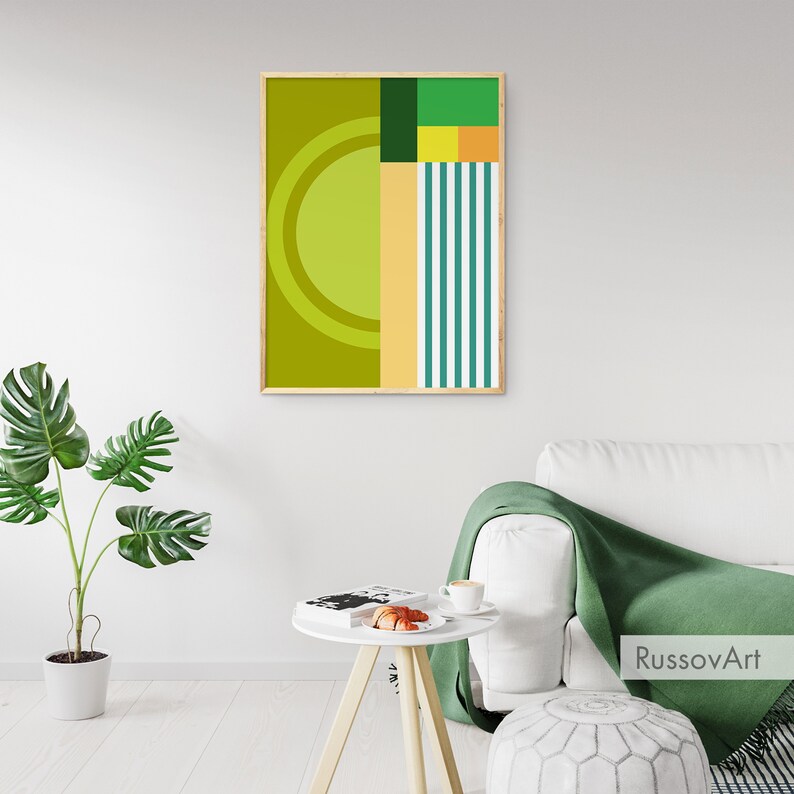 Chartreuse Abstract Printable Color Block Wall Art Minimal Etsy