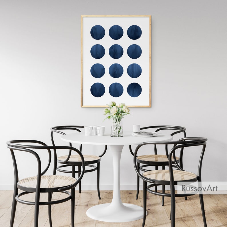 Set of 3 Navy Printable Wall Art Navy Blue Wall Art Etsy