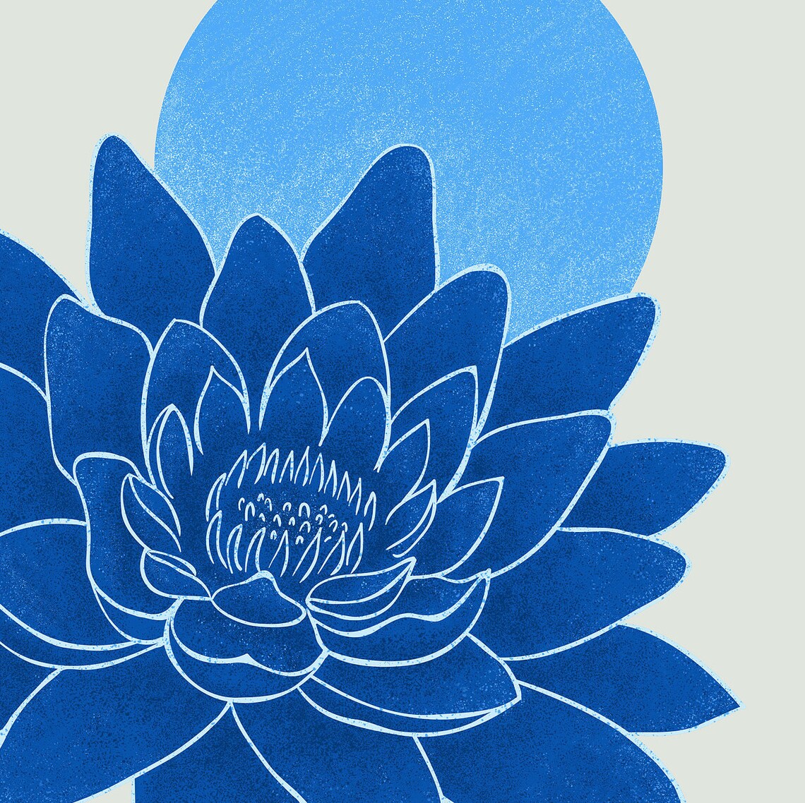 Lotus Flower Wall Art Blue Lotus Flower Print Self Care Etsy