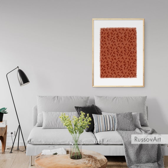 Burnt Orange Minimalistic Print Downloadable Print Rust Color Minimal Abstrac Art Terracotta Brush Print Modern Art Living Room Decor