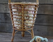 French antique sewing worker basket with handle 50 39 s French braided basket Braided basket Sewing basket Antique rattan item basket