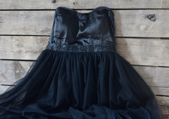 French black cocktail tulle dress Cockdress Tulle