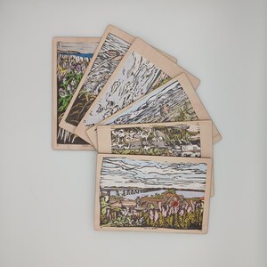 Cartes postales en bois représentant l'Écosse « Vues à vélo »