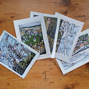 Lot de cinq cartes postales d'Écosse « Vues à vélo »