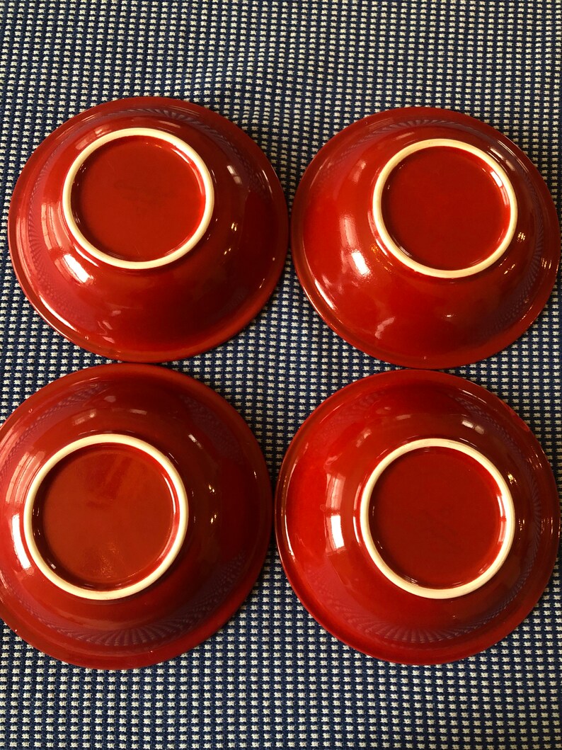 Red Quadrifoglio Pasta Bowls Set of 4 Pasta Fusilli Soup Etsy