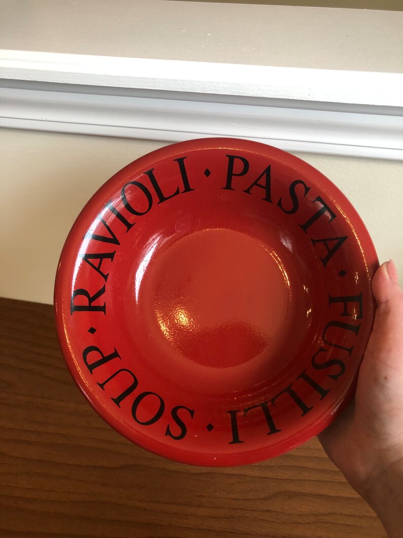 Red Quadrifoglio Pasta Bowls Set of 4 Pasta Fusilli Soup Etsy