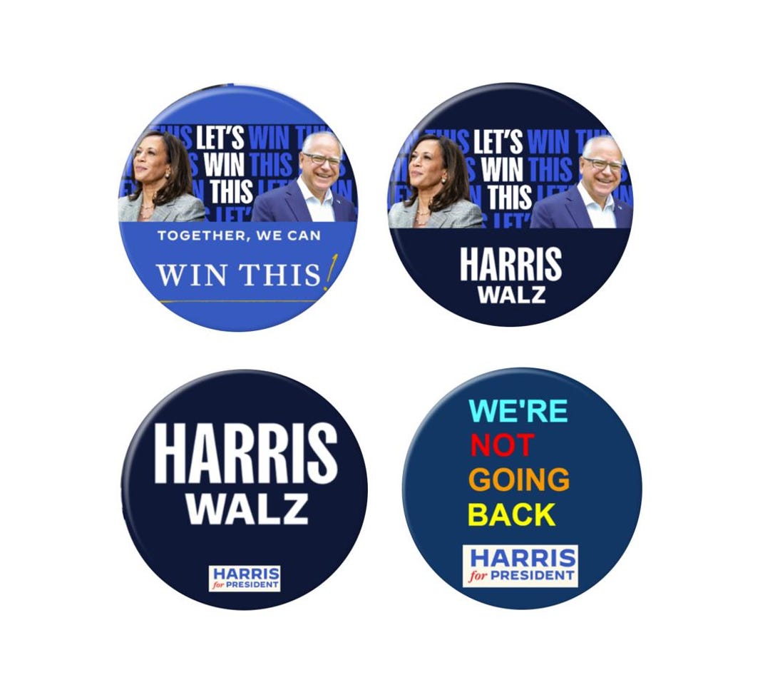 Kamala Harris - Tim Walz 2024 Buttons - Harris Walz 2024 Pins ...