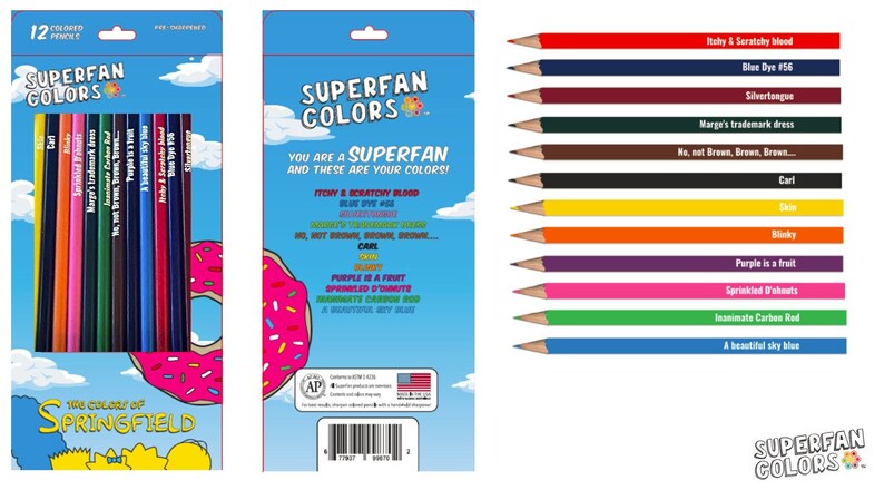 The Colors of Springfield - the Simpsons Parody Colored Pencils Set - Etsy