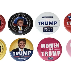 Trump 2024 pins - &quot;Save America Again&quot; Collection - Trump 2024 buttons - Set of 8 (2.25 inches)