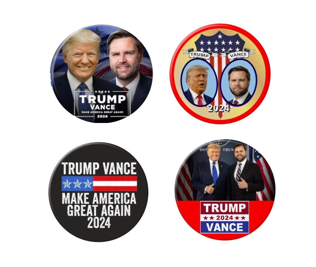 6 BUTTONS Donald Trump - JD Vance 2024 Photo Campaign Buttons - Foto 3