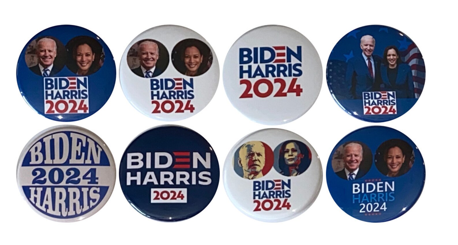 Biden Harris 2024 Buttons Reelect Joe Biden & Kamala Harris 2024 Set