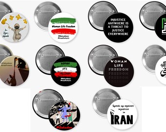 Woman Life Freedom buttons - Ten (10) Iran Women's Movement buttons - #MahsaAmini (2.25 inches)