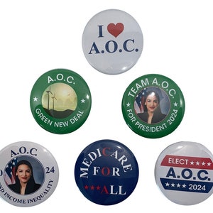 AOC Alexandria Ocasio Cortez Campaign Button Set of 6 (AOC-701-ALL)