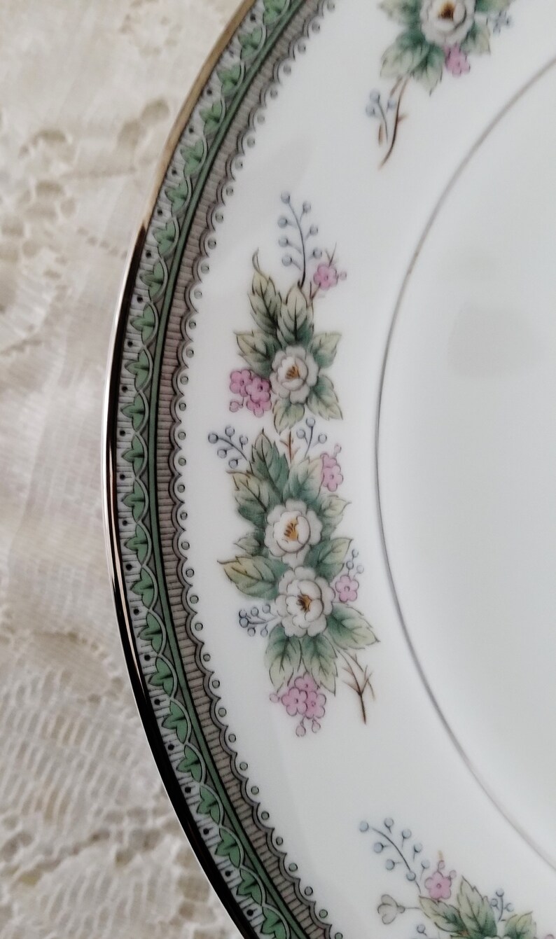 Vintage Noritake Plates,Bristol Pattern,Pink Roses,Vintage Dinner Plates,Set of 4 Wedding,Bridal Shower,Mismatch Dinnerware Set