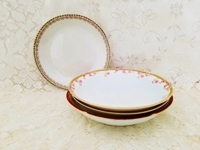 Mismatched China Fabulous Vintage Floral French Country Pasta Soup Salad Bowls Cottage Chic English Garden Wedding Garden Party Baby Shower