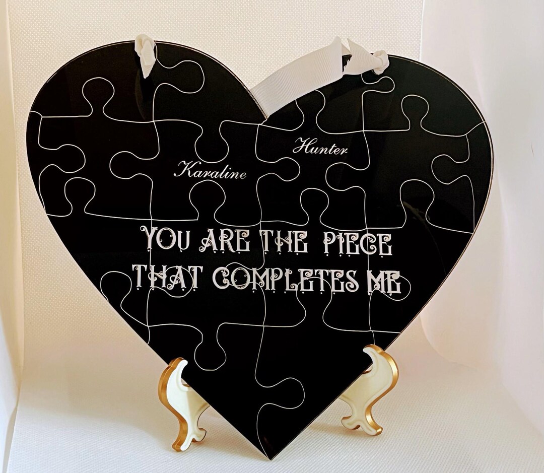 Personalized You Are the Piece That Completes Me Black Heart Puzzle - Etsy
