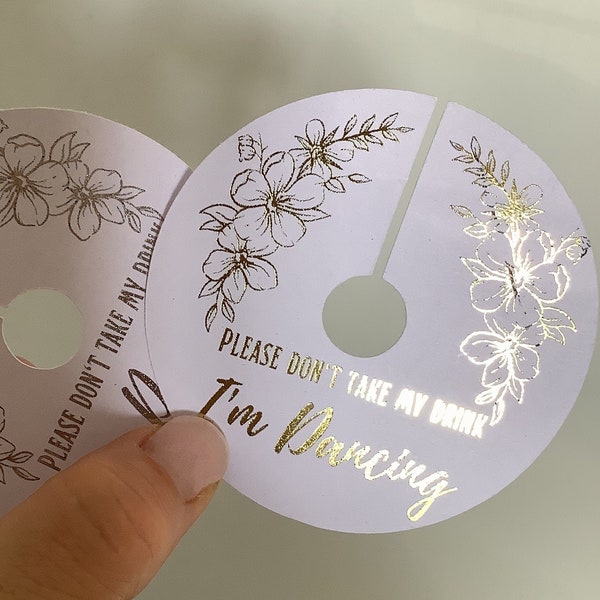 Wedding coaster, Please Don’t take my drink coaster, drink favours, Wine glass foil tag, special occasion x 6