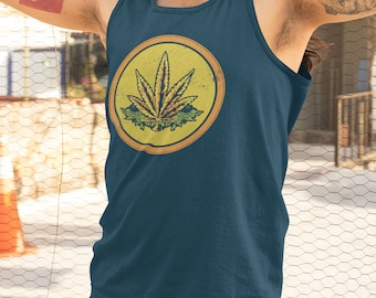 Ganja Bus Cannabis Large Print Men's Vest Tank Top Weed Festival Camper 