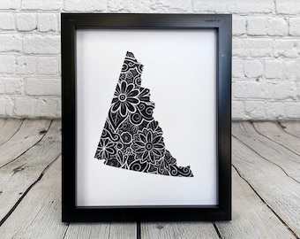 Yukon Chalk Zentangle - Yukon Art Print - Chalkboard Art - Yukon Province Art - Canadian Provinces - Canada Wall Decor - GraceandGloriaCo