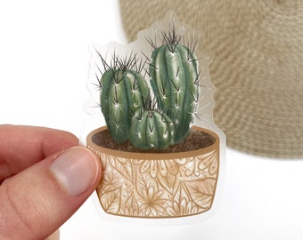Pegatina de cactus - Pegatina de cactus transparente - Pegatina de planta - Amante de las plantas - Pegatina para portátil - Pegatina para botella de agua - Cactus - GraceandGloriaCo