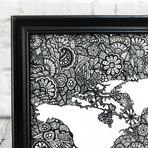 World Map - Zentangle Map - Art Print - Map Artwork - Wall Decor ...