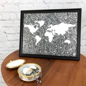 World Map - Zentangle Map - Art Print - Map Artwork - Wall Decor ...