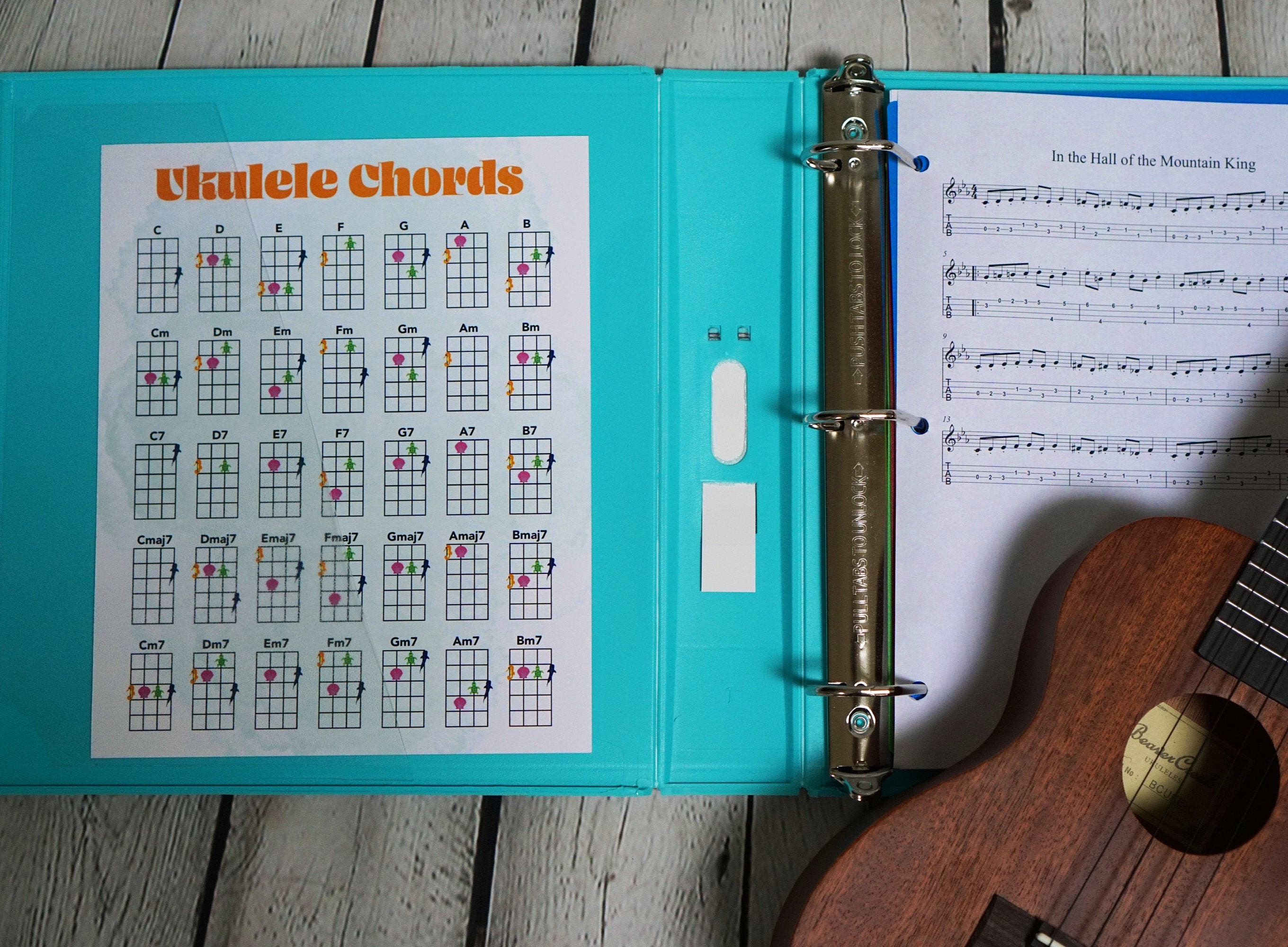 Ocean Ukulele Chord Chart Art Print Ukulele Chords Sheet Etsy Australia