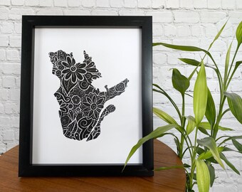 Quebec Chalk Zentangle - Quebec Art Print - Chalkboard Art - Province Art - Quebec - Canadian Provinces - Canada Wall Decor-GraceandGloriaCo