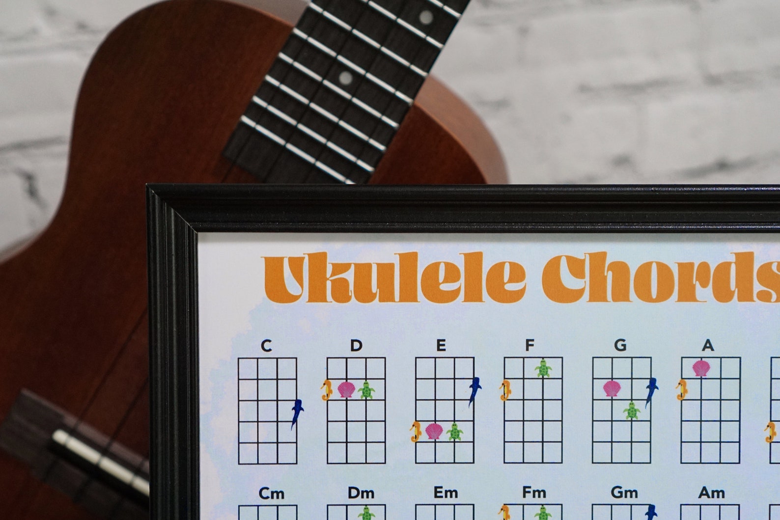 Ocean Ukulele Chord Chart Art Print Ukulele Chords Sheet Etsy Australia