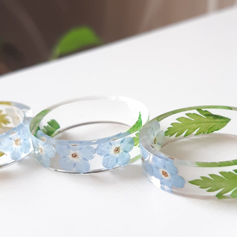 Pressed Flower Ring Botanical Ring Me Not Ring Gift Etsy