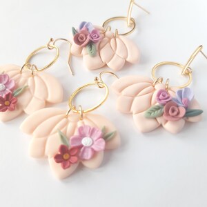 Clay earrings, polymer clay earrings, Clay flower earrings, clay jewelry, cheap earrings floral earrings, dangling earrings, pastel earrings