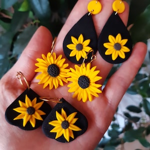 Sunflower Earrings | Polymer Clay Earrings | Yellow Earrings | Clay Flower Earrings | Clay Jewelry | Cheap Earrings | Dangling Earrings