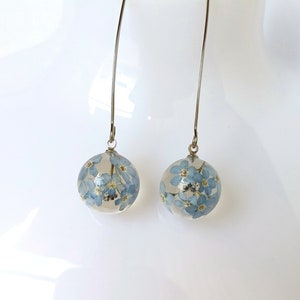 Forget me not earrings, blue earrings, gift for her, flower earrings, botanical earrings, gift for woman, something blue, dangling earrings