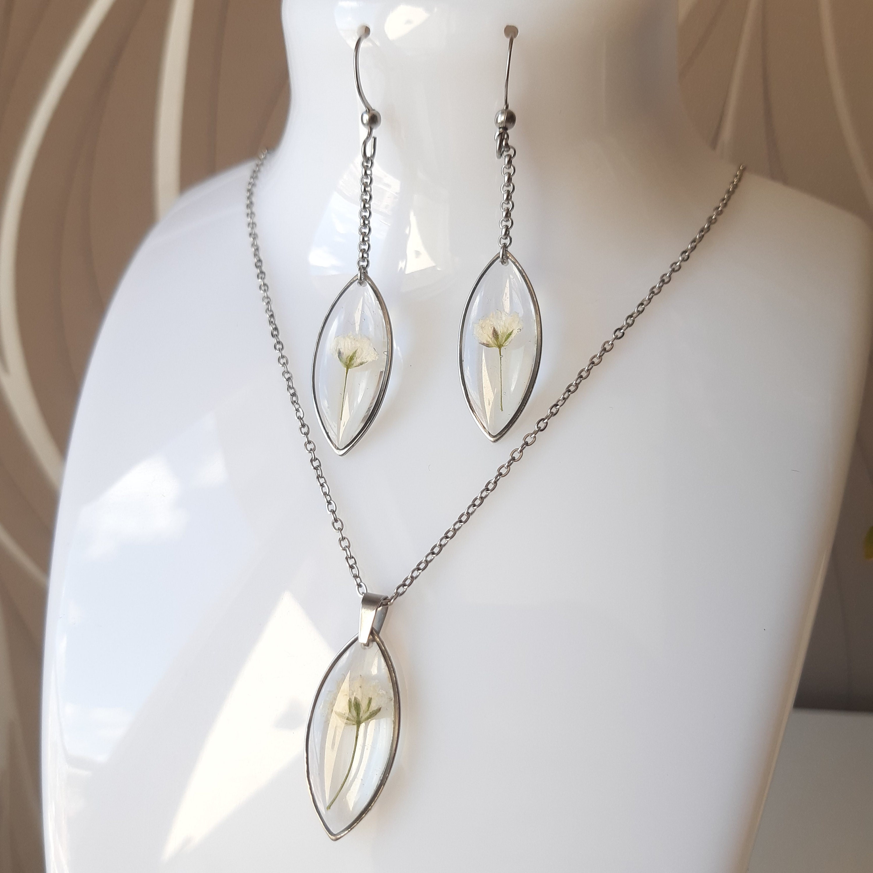 Jewelry set flower pendant flower jewelry gift for her Etsy