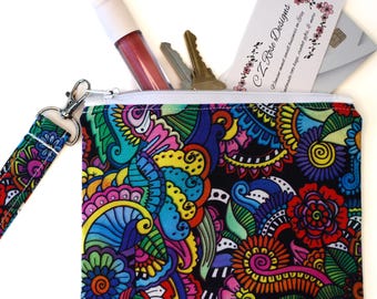 Vibrant Multicolor Clutch Handbag with Wristlet