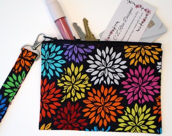 Multicolor Floral Clutch Handbag with Wristlet