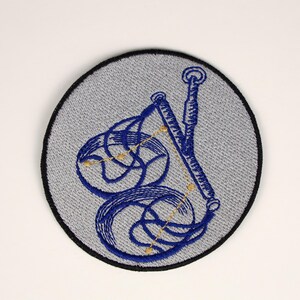 Libra Iron-On Patch - Large Zodiac Silver with Gold Constellation, 100% Handmade Embroidered Patch