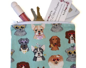 Dogs in Sunglasses Clutch Handbag with Wristlet - Teal
