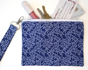 Blue Clutch Handbag with Wristlet