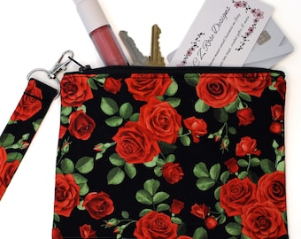 Rose Clutch Handbag with Wristlet