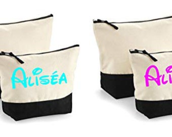 Personalized bag, makeup toilet jewelry .... personalized with the first name, text and font of your choice