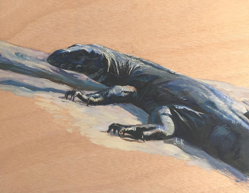 African Monitor Lizard Oil Painting monitor Lizard Etsy